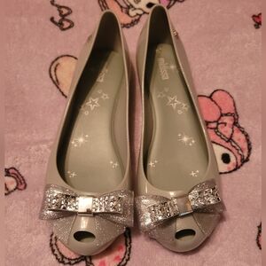 Melissa grey flats with silver bow size 9